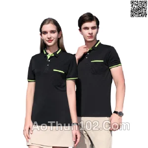 Áo thun đồng phục đen phối xanh AT17-5922