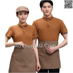 Áo thun đồng phục Polo cổ trụ cho quán cafe nhà hàng quán ăn in thuê logo theo yêu cầu AT17-5682
