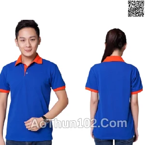 Áo thun đồng phục xanh phối cam AT17-5927