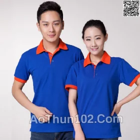 Áo thun đồng phục xanh phối cam AT17-5927