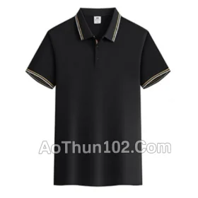Áo thun polo ngắn tay cho nam nữ cổ trụ đen phối trắng AT17-6038
