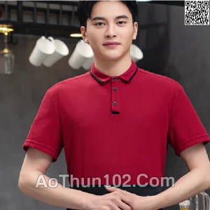 Áo thun polo ngắn tay cho nam nữ cổ trụ màu đỏ AT17-6034