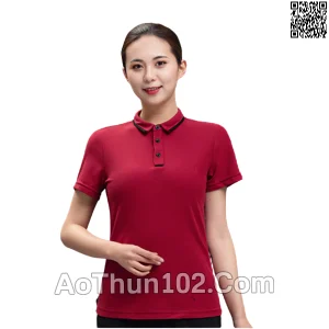 Áo thun polo ngắn tay cho nam nữ cổ trụ màu đỏ AT17-6034