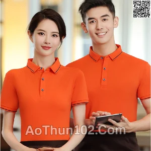 Áo thun polo ngắn tay cho nam nữ cổ trụ ngắn tay phối viền ở cổ và tay áo AT17-6014