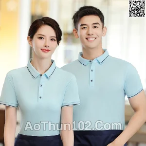 Áo thun polo ngắn tay cho nam nữ cổ trụ ngắn tay phối viền ở cổ và tay áo AT17-6014
