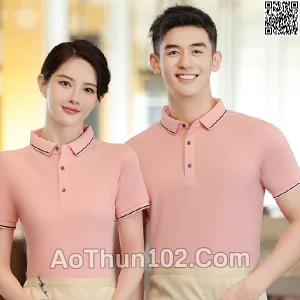 Áo thun polo ngắn tay cho nam nữ cổ trụ ngắn tay phối viền ở cổ và tay áo AT17-6014