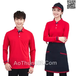 Đồng phục áo thun cổ trụ cho nhà hàng quán ăn quán cafe khách sạn in thuê logo AT17-5704