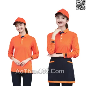 Đồng phục áo thun cổ trụ cho nhà hàng quán ăn quán cafe khách sạn in thuê logo AT17-5704