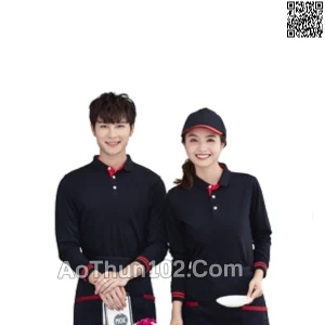 Đồng phục áo thun cổ trụ cho nhà hàng quán ăn quán cafe khách sạn in thuê logo AT17-5704