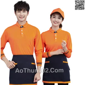 Đồng phục áo thun cổ trụ cho nhà hàng quán ăn quán cafe khách sạn in thuê logo AT17-5704